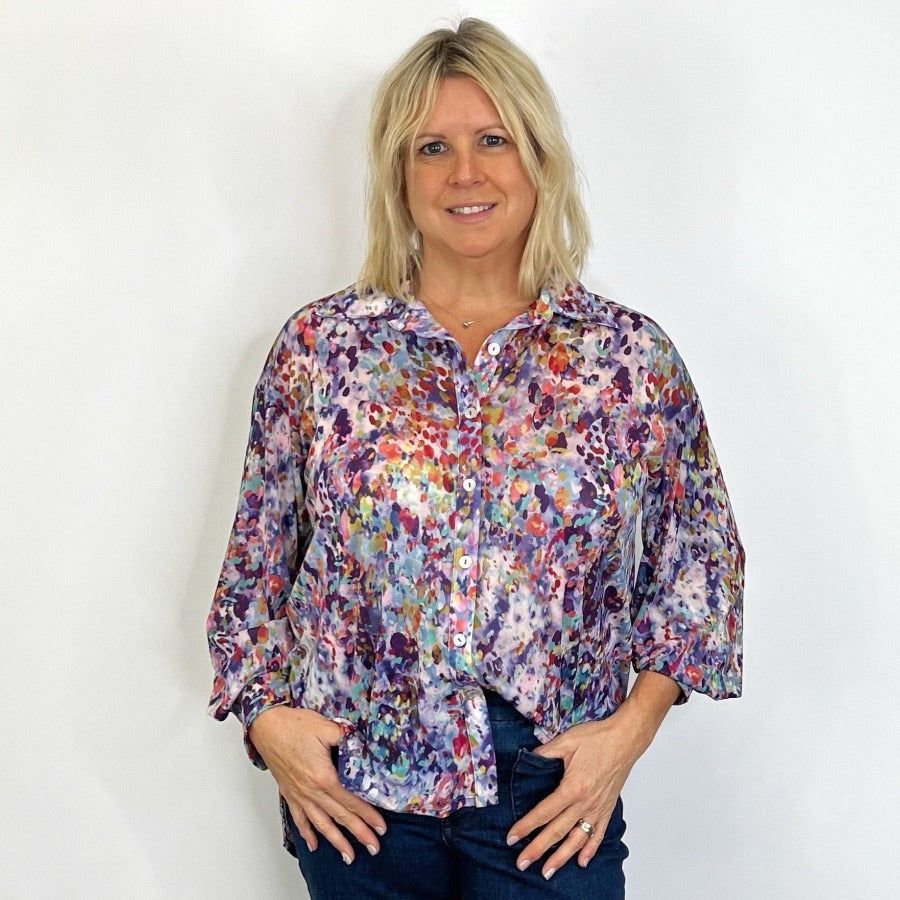 Nally & Millie - Jump Into Spring Blouse in Printed Multicolor - Arktana - Tops