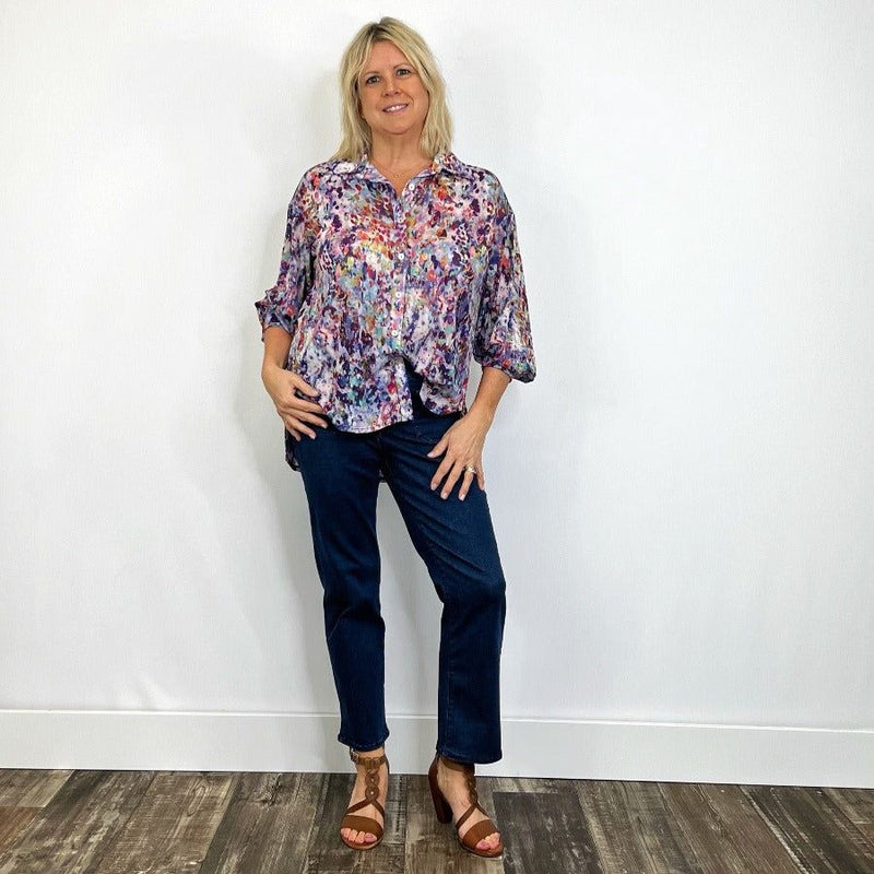 Nally & Millie - Jump Into Spring Blouse in Printed Multicolor - Arktana - Tops