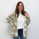 Urban Daizy - Checkered Sherpa Lining Oversized Button Jacket - Arktana - Jackets